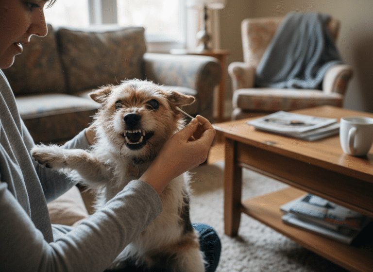 ear cleaning aggressive small dog